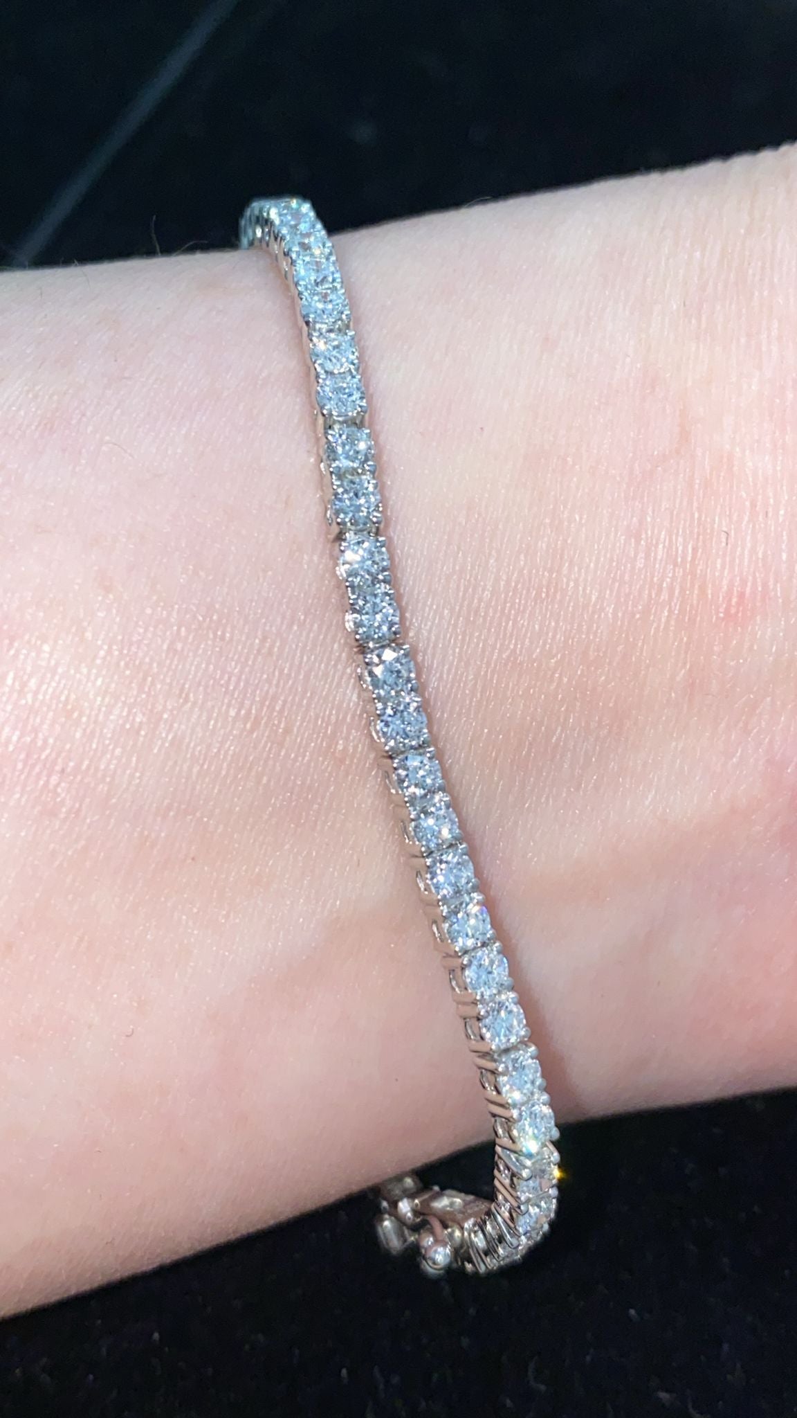 Bracciale da 7 pollici in platino con diamanti naturali di qualità VS/colore G da 3,62 ct.