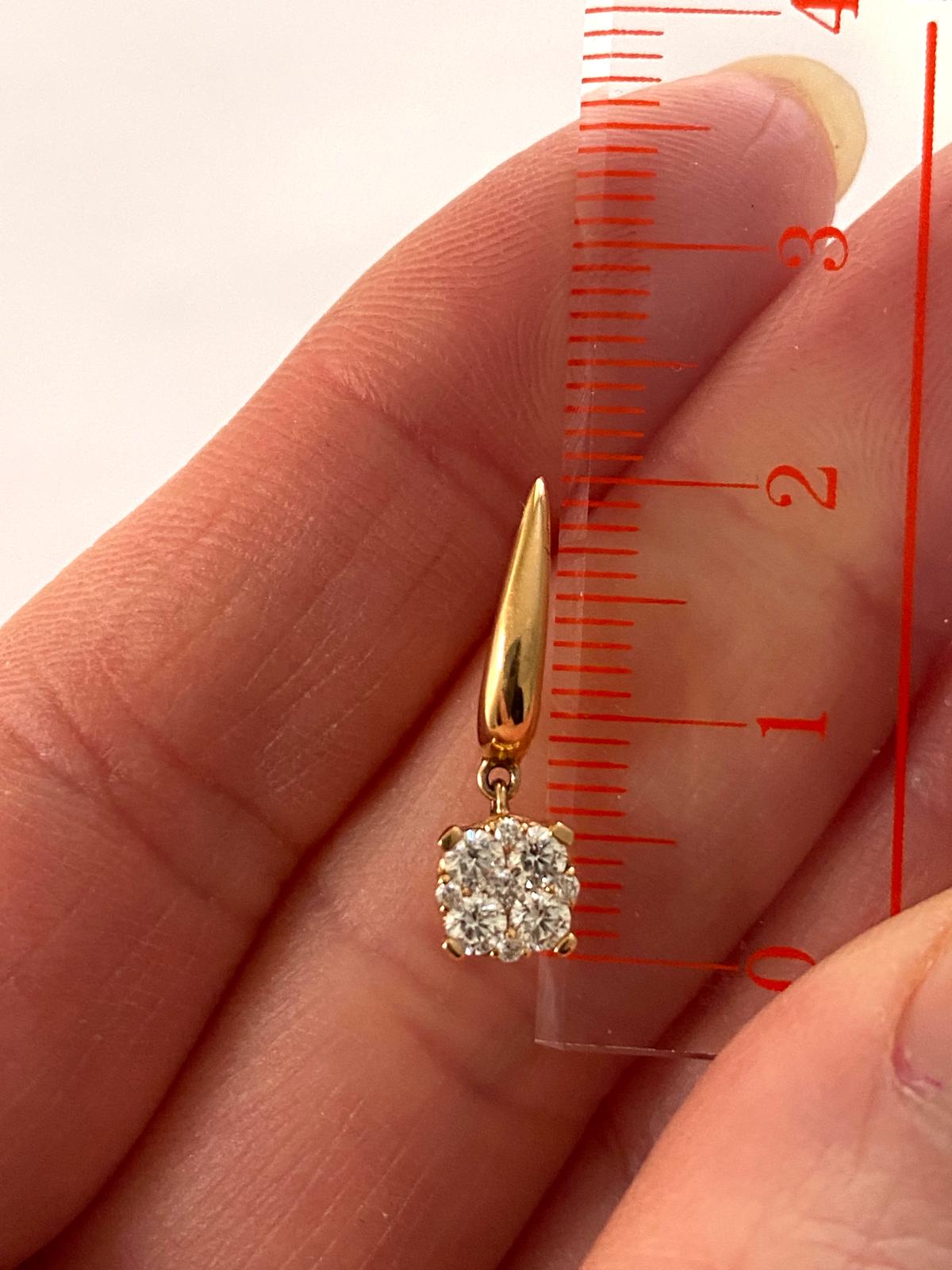 18K solid yellow gold natural diamond earring post