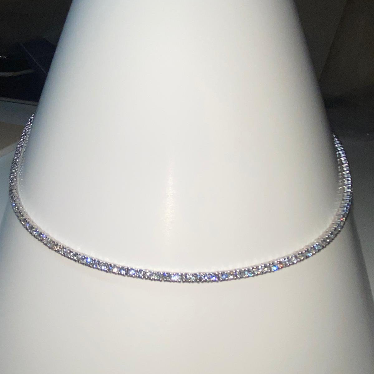 17.5" Platinum 950 Natural 6.85CT VS/G diamond tennis/ line necklace