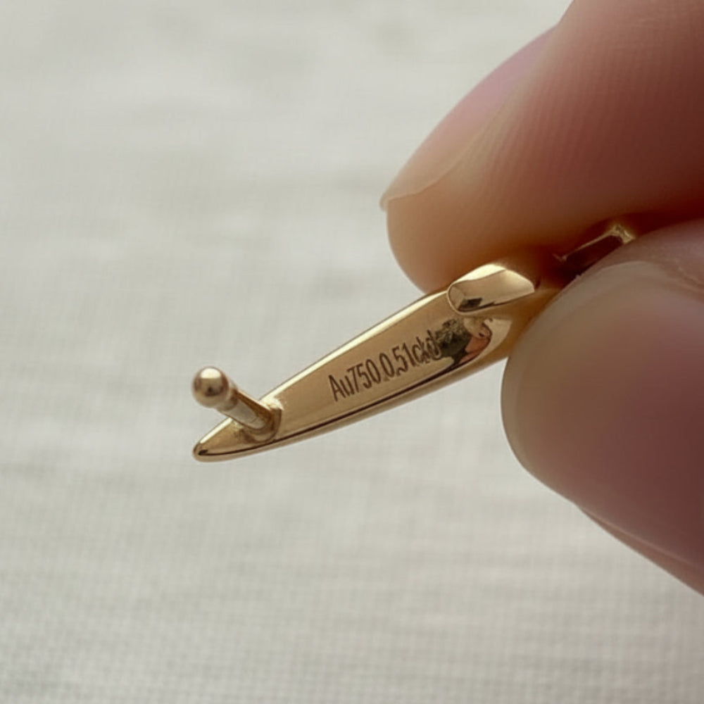 18K solid yellow gold natural diamond earring post
