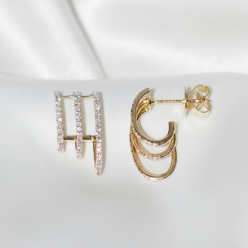 14 karat solid yellow gold diamond earrings