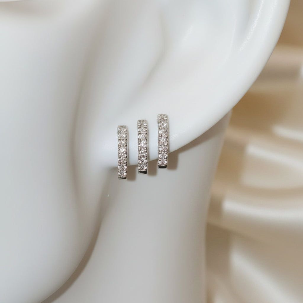 18k solid gold natural diamond multi-row earring posts