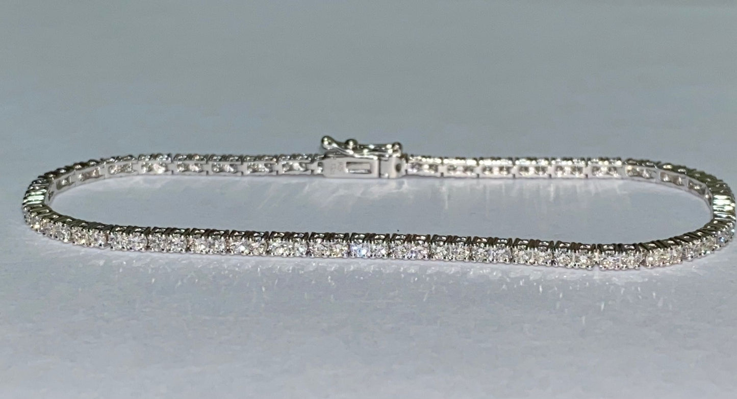 2.13CT natural round brilliant cut diamond bracelet in 7"