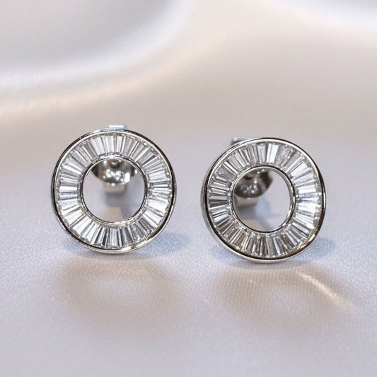 Boucles d'oreilles rondes en or massif 18 carats serties de diamants coniques de 1,15 carat (taille 13 mm)