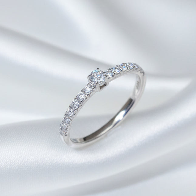 0.08CT solitaire natural colour ring in sterling silver