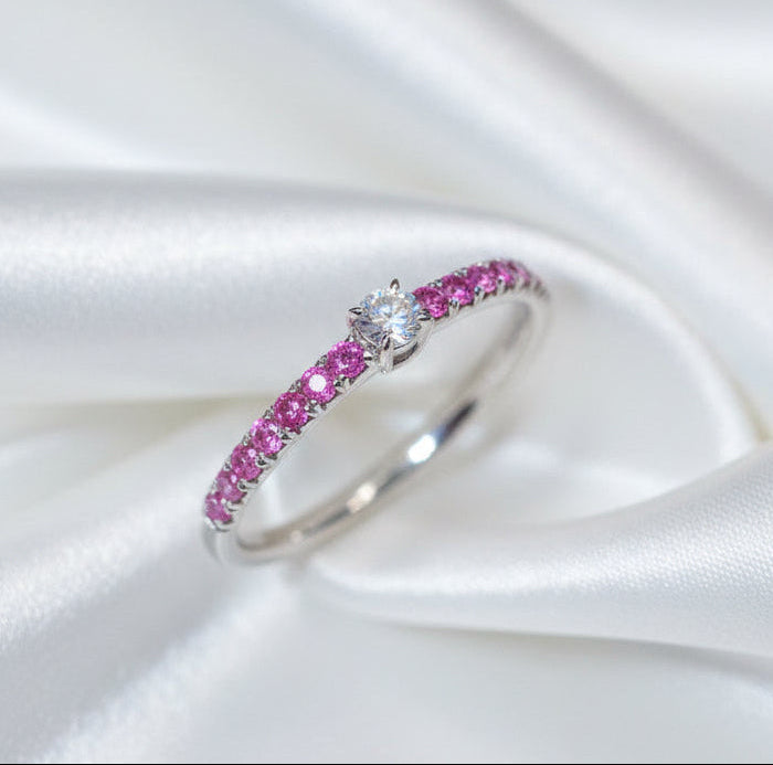 0.08CT solitaire natural colour ring in sterling silver