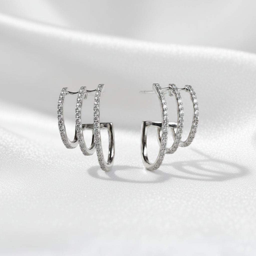 14 karat solid yellow gold diamond earrings