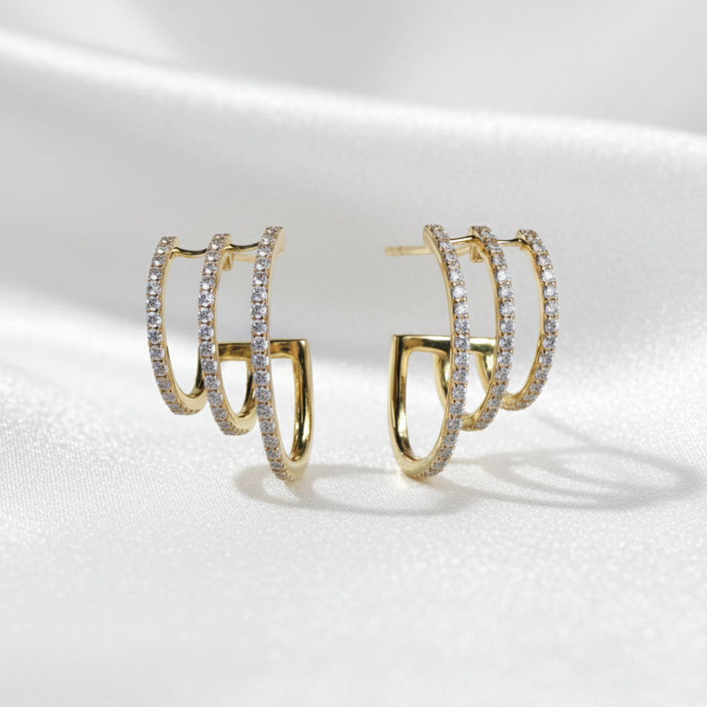 14 karat solid yellow gold diamond earrings