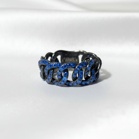 1.97CT natural blue sapphire soft chain ring in sterling silver