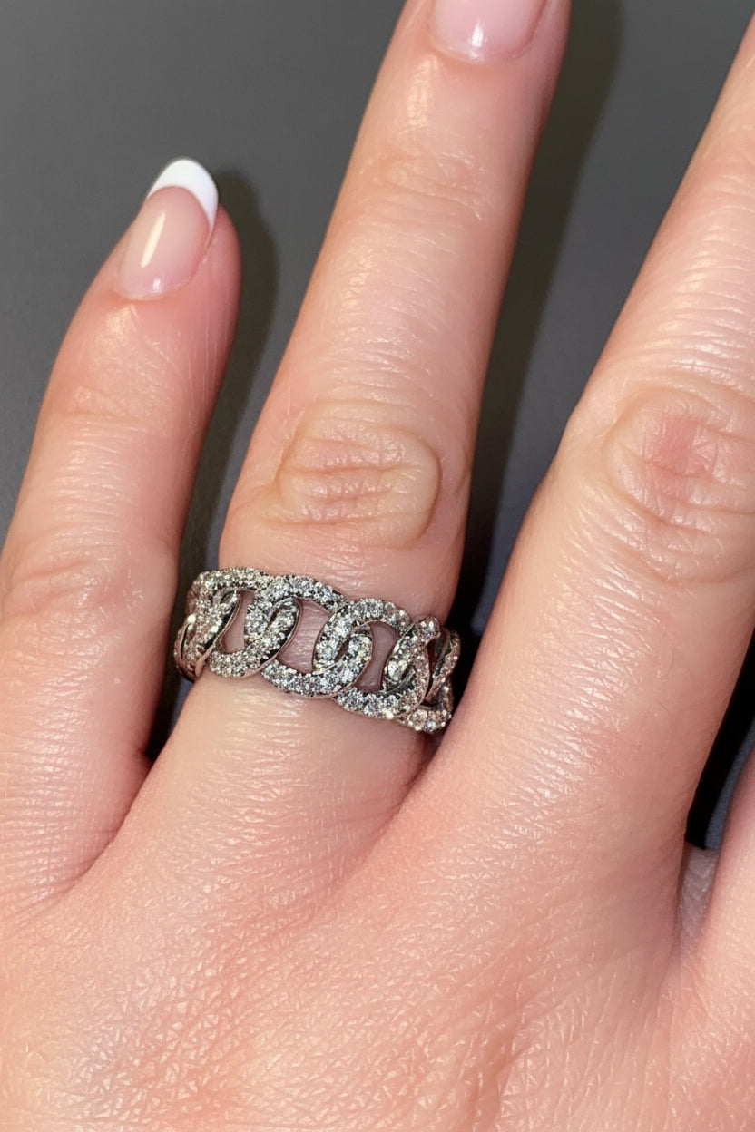 Platinum 950 1.34CT natural diamond soft chain ring (Resizable)