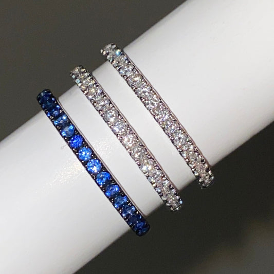 Anello in argento sterling con diamanti naturali e zaffiro blu (misura regolabile)