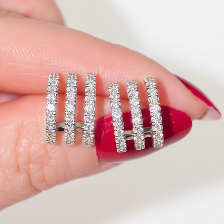 18k gold natural diamond row earring posts