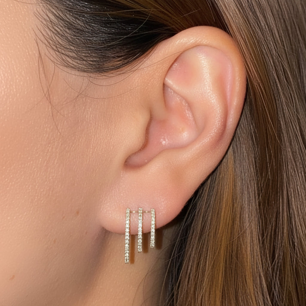14 karat solid yellow gold diamond earrings