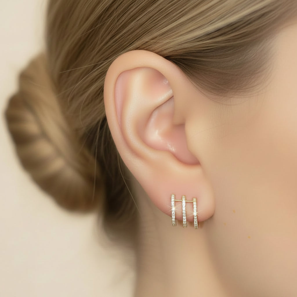 14 karat solid gold natural diamond earrings