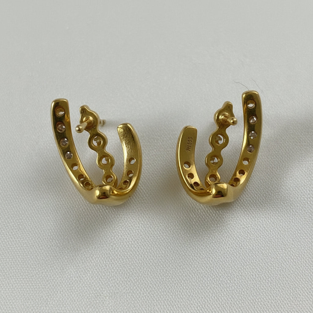 14 karat solid gold natural diamond earrings