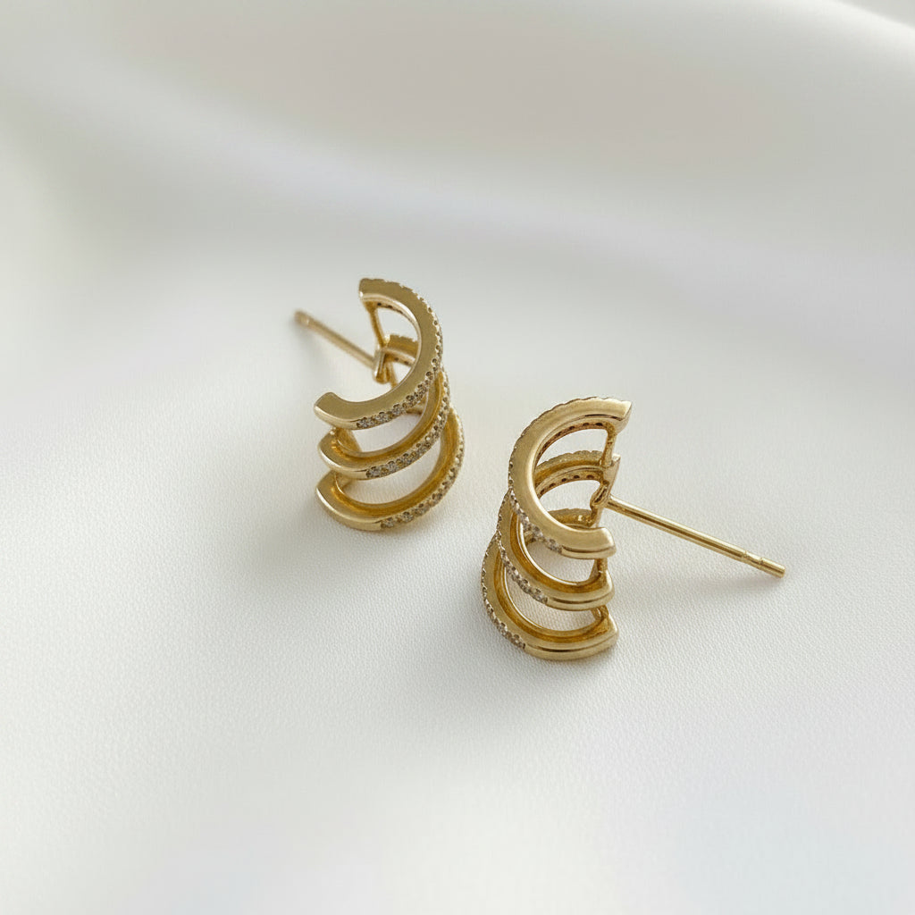14 karat solid gold natural diamond earrings