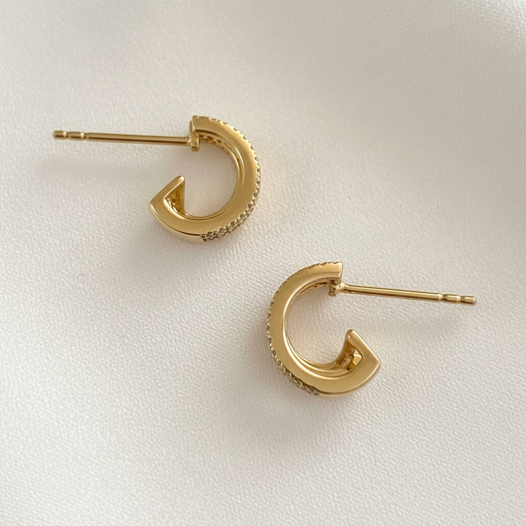 14 karat solid gold natural diamond earrings