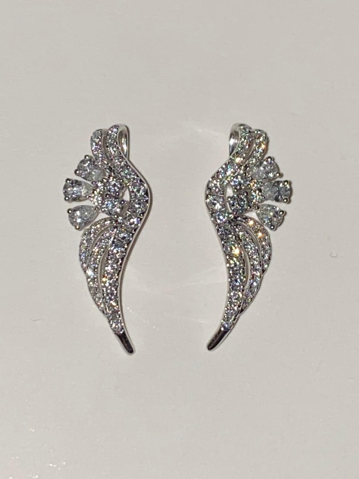 14 karat solid gold 0.90 CT natural diamond wing earring posts