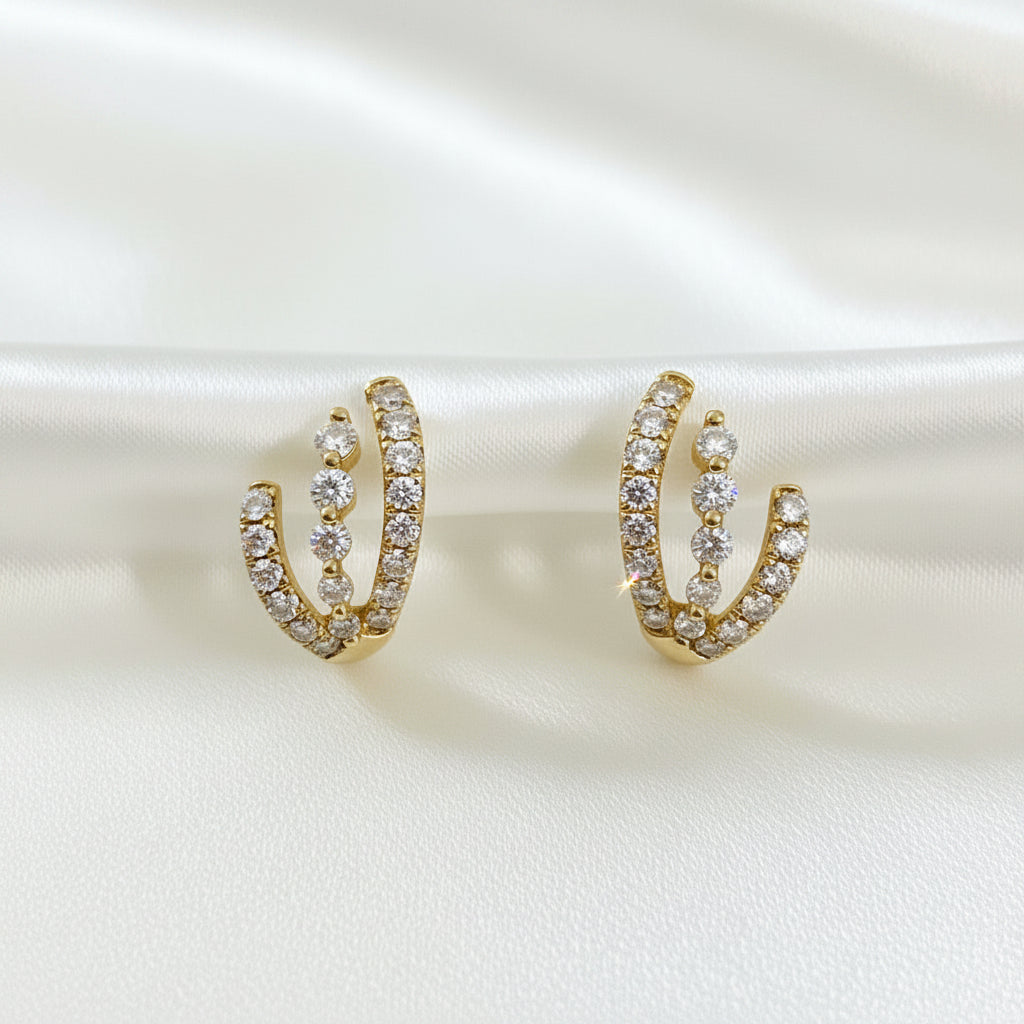 14 karat solid gold natural diamond earrings