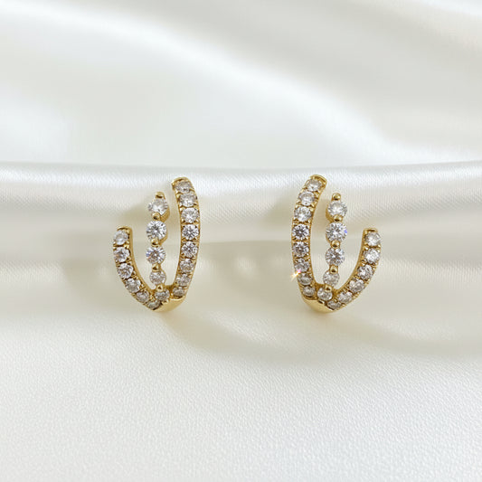 14 karat solid gold natural diamond earrings