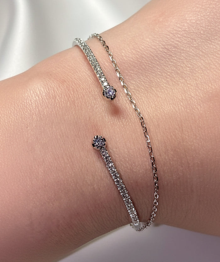 Sterling silver diamond shooting star bangle