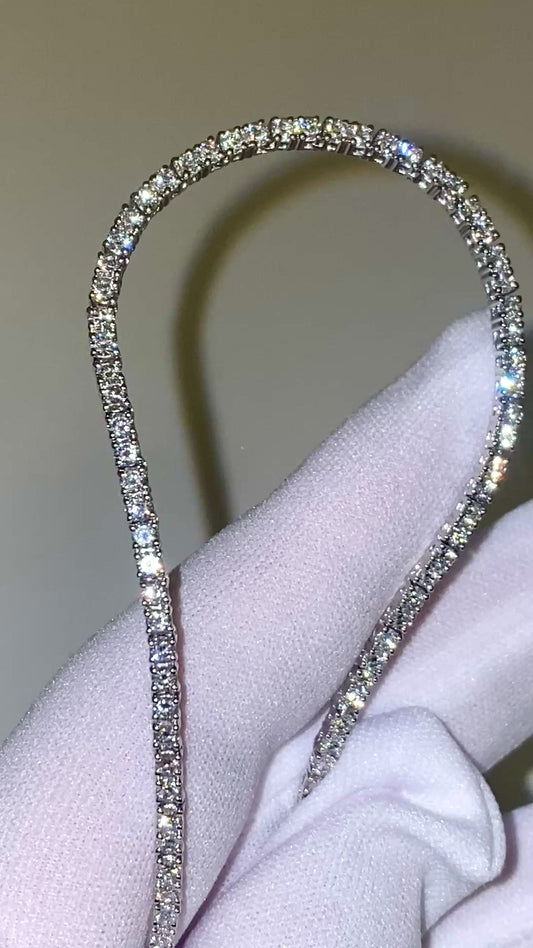 Collana tennis/linea in platino 950 da 17,5 pollici con diamanti naturali da 6,85 carati VS/G.