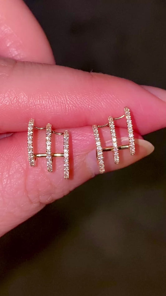 14 karat solid gold natural diamond earrings