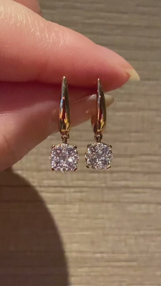 18K solid yellow gold natural diamond earring post