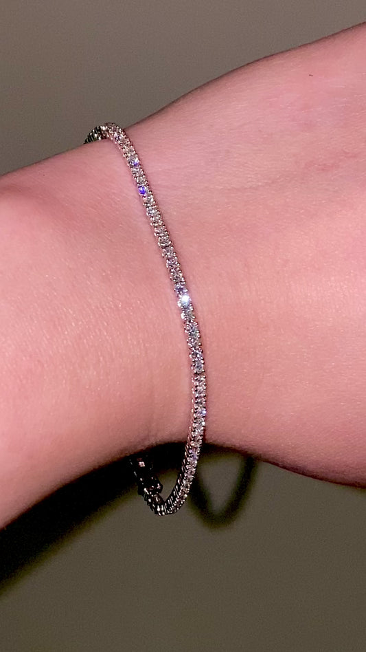 2.13CT natural round brilliant cut diamond bracelet in 7"