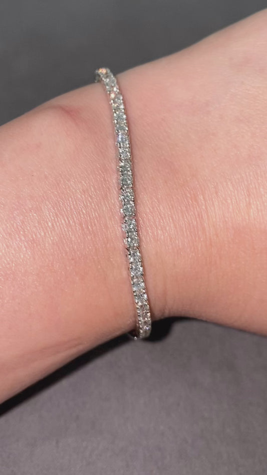 Bracciale da 7 pollici in platino con diamanti naturali di qualità VS/colore G da 3,62 ct.
