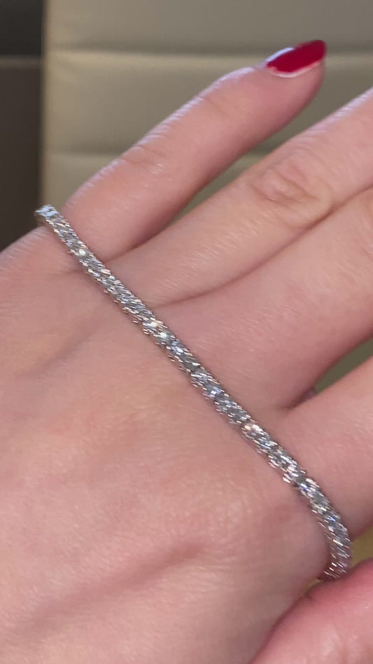 Bracciale con diamanti naturali taglio brillante rotondo da 2,13 carati, lunghezza 7 pollici.