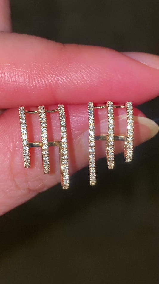 14 karat solid yellow gold diamond earrings