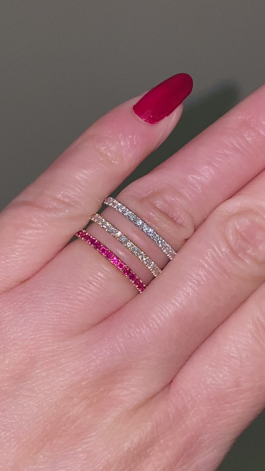 14-karat solid gold natural diamonds and rubies ring (Resizable)