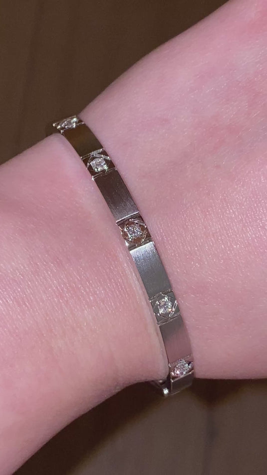 Natural  0.32CT diamond bangle in sterling silver