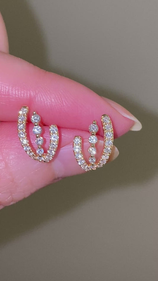 14 karat solid gold natural diamond earrings