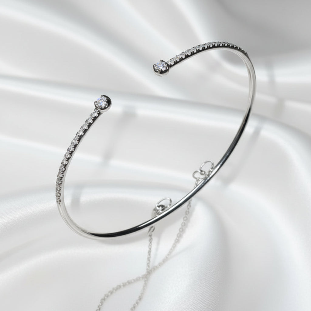 Sterling silver diamond shooting star bangle