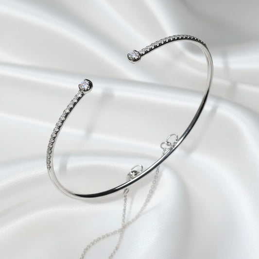 Sterling silver diamond shooting star bangle
