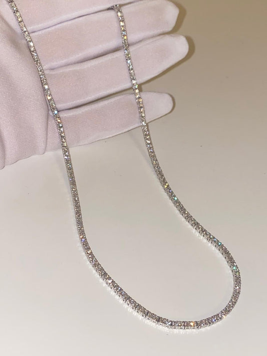 17.5" Platinum 950 Natural 6.85CT VS/G diamond tennis/ line necklace